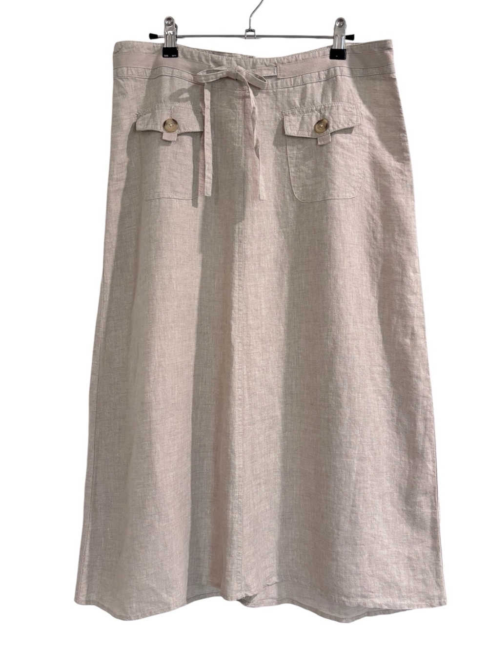 Cherokee 100% Linen Midi Skirt Pockets Cottagecore Beach Y2K Women’s Size 12
